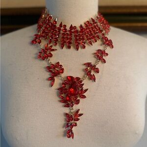 Red Crystal Bib Necklace